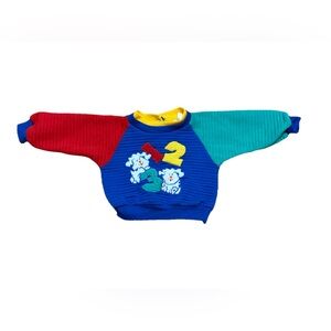 Vintage Celebrity Kids 80s 90s Pullover Sweatshirt Boys 12mo Red Blue Yellow